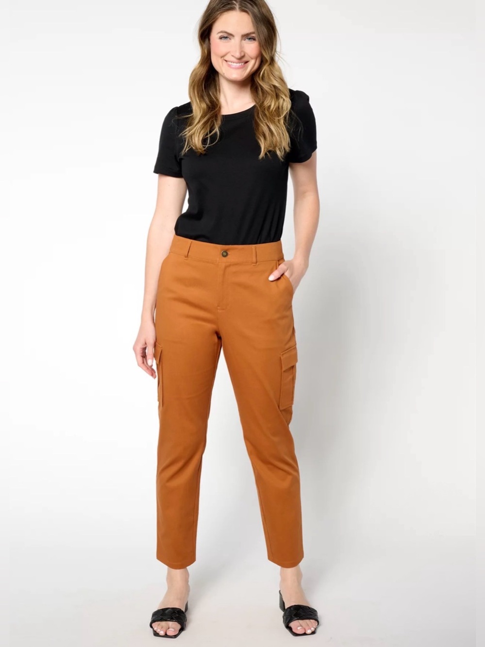 Joan Rivers Regular Stretch Cotton Sateen Tapered Ankle Pant size 14